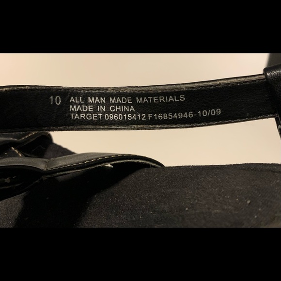 Merona Black Wedge Open Toe Sandals Size 10 - Picture 9 of 11